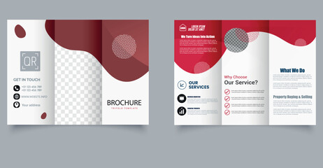 Modern Corporate Trifold Brochure Template with Geometric Design