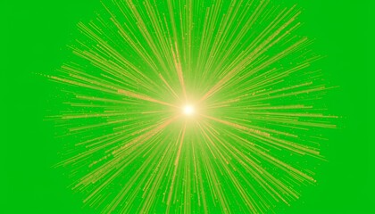 Golden Particle Starburst Explosion Effect Radiating on a Green Screen Background Perfect for Visual Effects and Compositing from a Center Point