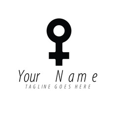 Minimalist Female Symbol Logo Design  Black and White Vector Graphic