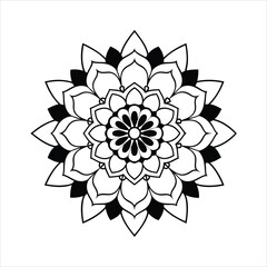 Black and White Mandala Design Vector Illustration.
