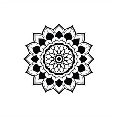 Black and White Mandala Design Vector Illustration.