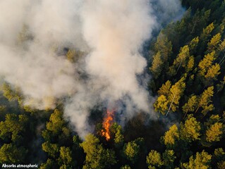 Aerial view of forest fire