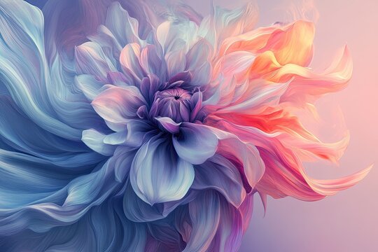 Abstract floral explosion in pastel hues