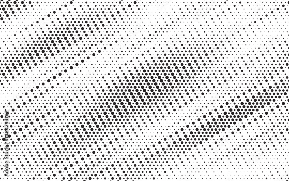 Poster Black and white halftone triangles pattern. Abstract diagonal liner effect geometric gradient background. Vector illustration.