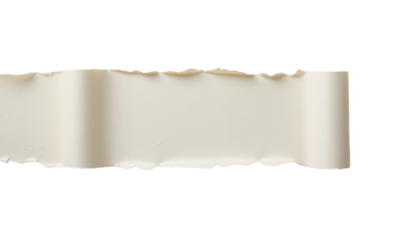 Torn off piece of paper with curly edges, isolated on white background.