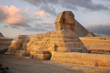 Egypt. Sphinx of Giza: Sunrise Desert Landscape, Egypt
