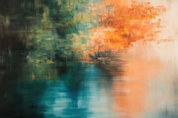 Obraz premium Abstract landscape painting featuring blended colors and blurred brushstrokes