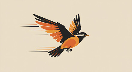 Fototapeta premium Bird in Flight Graphic Illustration