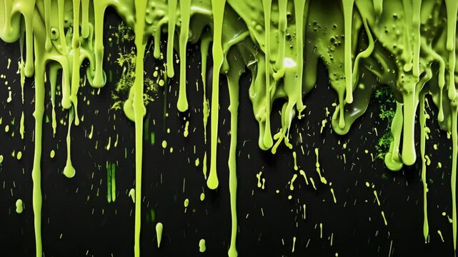 A black background with green slime coming down, Generative AI Videos.