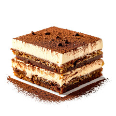Elegant slices of tiramisu, sprinkled with cocoa powder, PNG