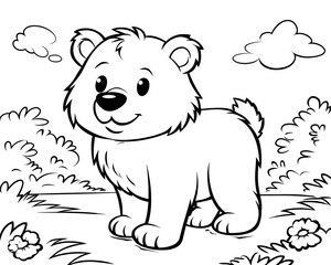 Obraz premium Cute bear cub coloring page