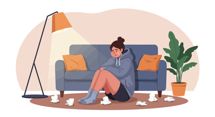 Cozy Evening at Home with a Floor Lamp and Tissues