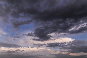 Epic Storm clouds, sky, blue dark clouds background texture, thunderstorm