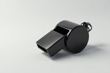 Classic black plastic whistle, simple design, clean background , black, emergency