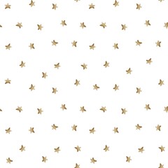 Watercolor seamless pattern with golden stars on white background
