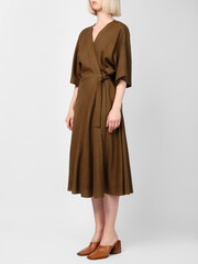 Fashion shooting in studio . Professional model , fashionable clothes and style, new collection. stylish look.