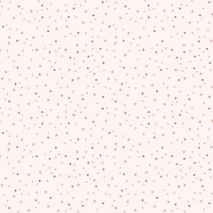 Watercolor seamless pattern with pink and dark gold polka dots on pink background