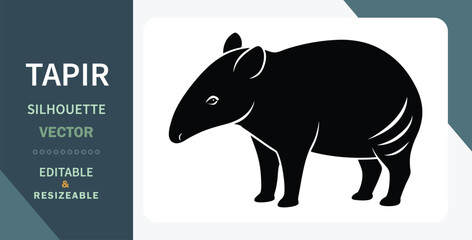 Tapir Silhouette Vector Graphic Editable, Resizable, Wildlife Illustration