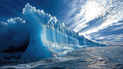 Dramatic icy waves crashing in a frigid ocean.