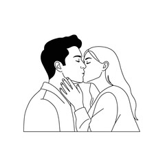 Couple kissing with affection in a minimalist style  