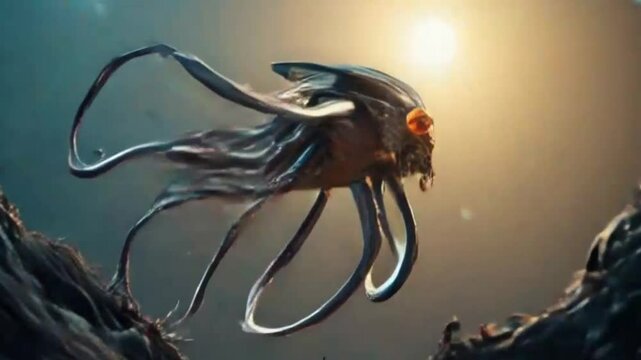 fish of ocean robo nano techno , ai video generative