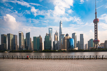 Shanghai city skyline with modern buildings, China