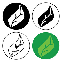 vector icon of leaf inside circle with various styles on white background