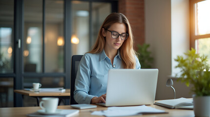 businesswoman working on laptop