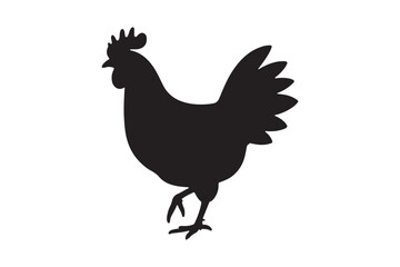 Chicken Silhouette Icon Black Farm Rooster Vector on White Background