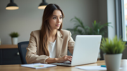 businesswoman working on laptop