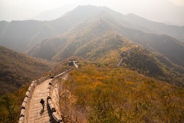 Great Wall of China, famous landmark in autumn landscape