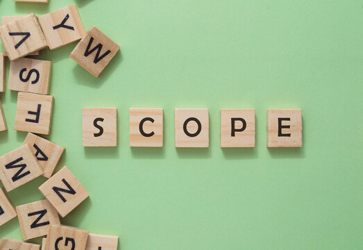 Jumble of letters and the word scope is written on a green background