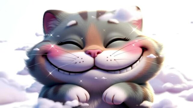 Cute and Funny Cheshire Cat sleeping lullaby cartoon white background isolated