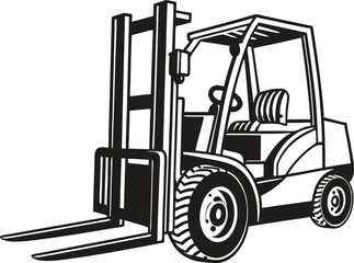 Black Silhouette Vector Illustration of a Forklift ? Industrial Vehicle