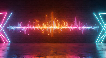 Abstract blue technology pulses with red light waves like a digital heart monitor's cardiogram line