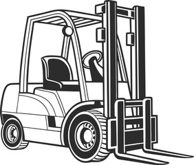 Black Silhouette Vector Illustration of a Forklift ? Industrial Vehicle