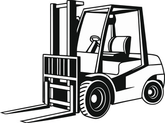 Black Silhouette Vector Illustration of a Forklift ? Industrial Vehicle