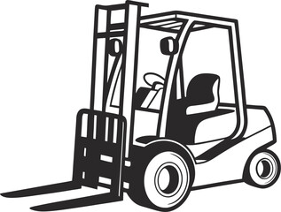 Black Silhouette Vector Illustration of a Forklift ? Industrial Vehicle