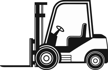 Black Silhouette Vector Illustration of a Forklift ? Industrial Vehicle