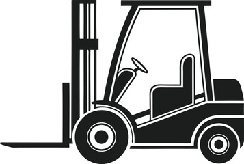 Black Silhouette Vector Illustration of a Forklift ? Industrial Vehicle