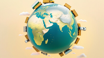 The image features a 3D rendered globe with continents in earthy tones and oceans in blue.