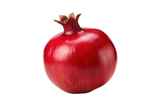 Jewel-toned Delight: A single, luscious pomegranate, its vibrant red skin glistening with natural freshness, offering a visual feast of both health and flavor.