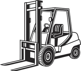 Black Silhouette Vector Illustration of a Forklift ? Industrial Vehicle