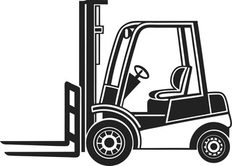 Black Silhouette Vector Illustration of a Forklift ? Industrial Vehicle