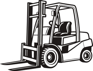 Black Silhouette Vector Illustration of a Forklift ? Industrial Vehicle