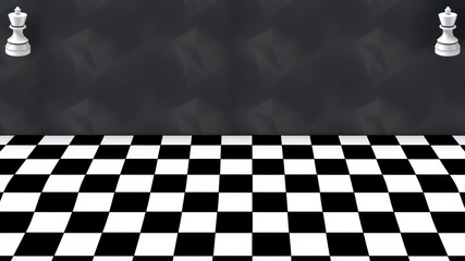 Strategic Game Setup Checkered Floor with Kings Above