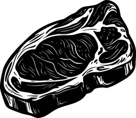 Obraz premium Black and white illustration of a steak with detailed line work. Vector illustration