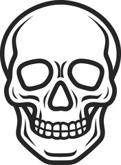 Fototapeta premium Black and white stylized skull design, emphasizing bold outlines. Vector illustration