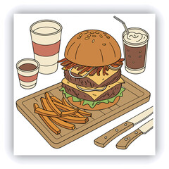 brazier. Fried eggplant, potatoes, peppers, tomatoes in pan. Vegetarian dish. View from above. Wooden background. Copy space