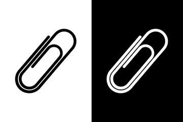 Paper Clip Silhouette Vector Icon Black and White Office Symbol.